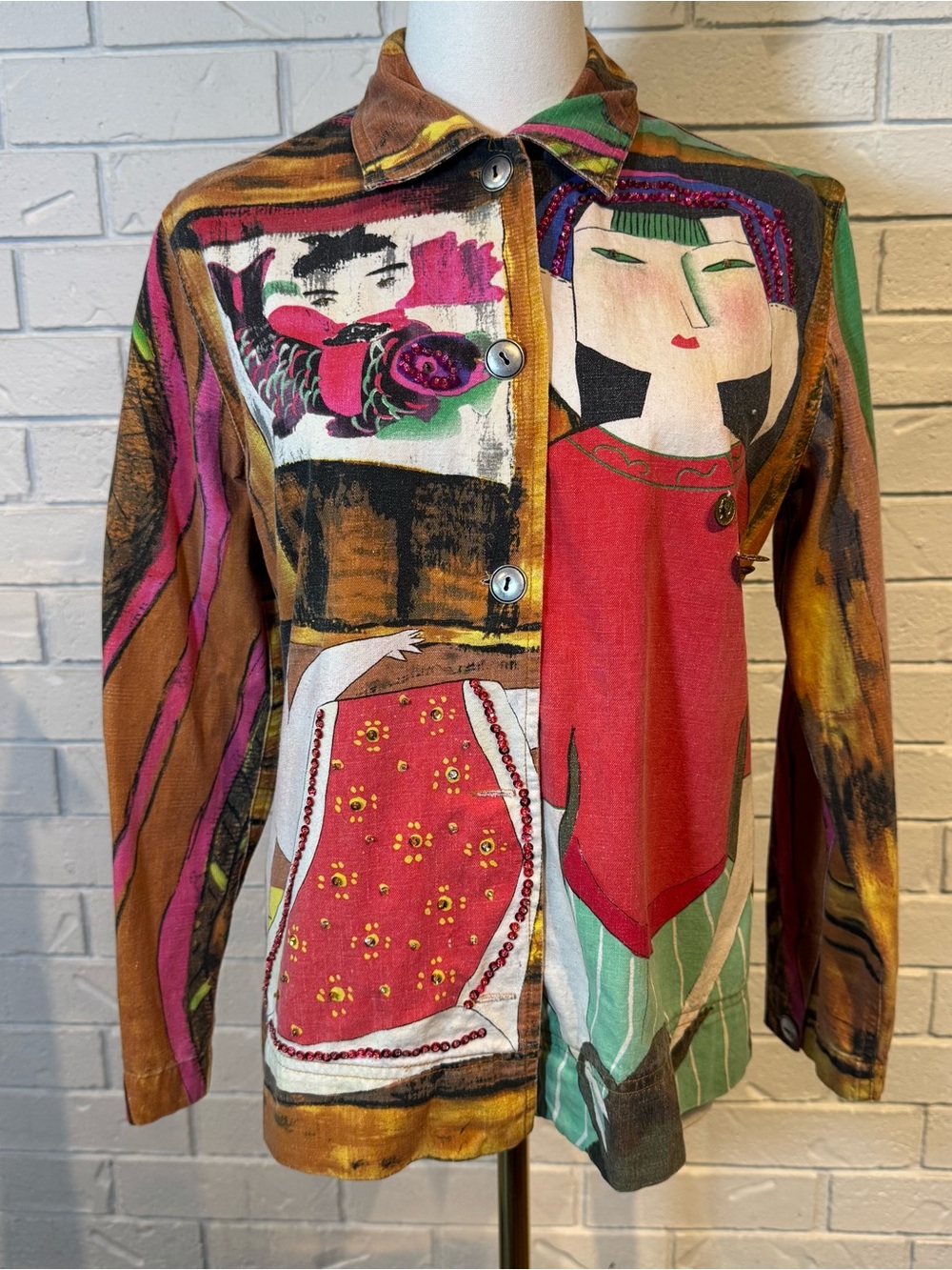 Vintage 90s y2k Chicos Art to Wear Buttondown  Shirt Shacket Top Womens S M